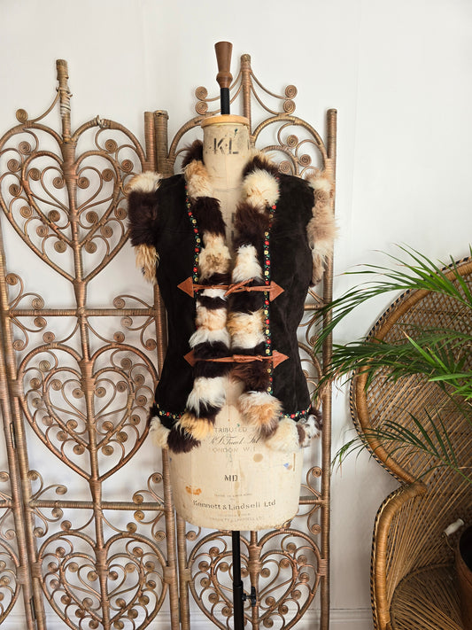 Vintage sheepskin suede waistcoat S