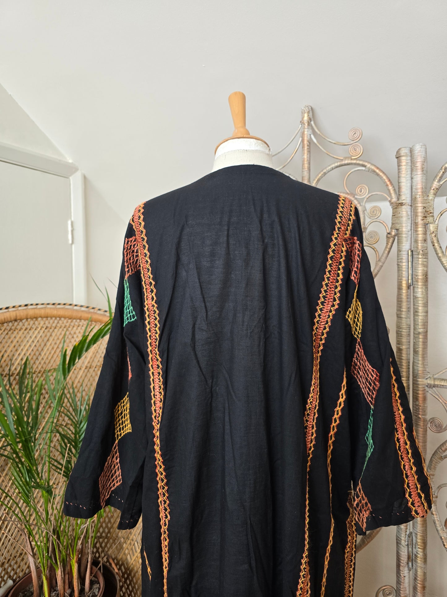 Vintage Bedouin embroidered kaftan dress