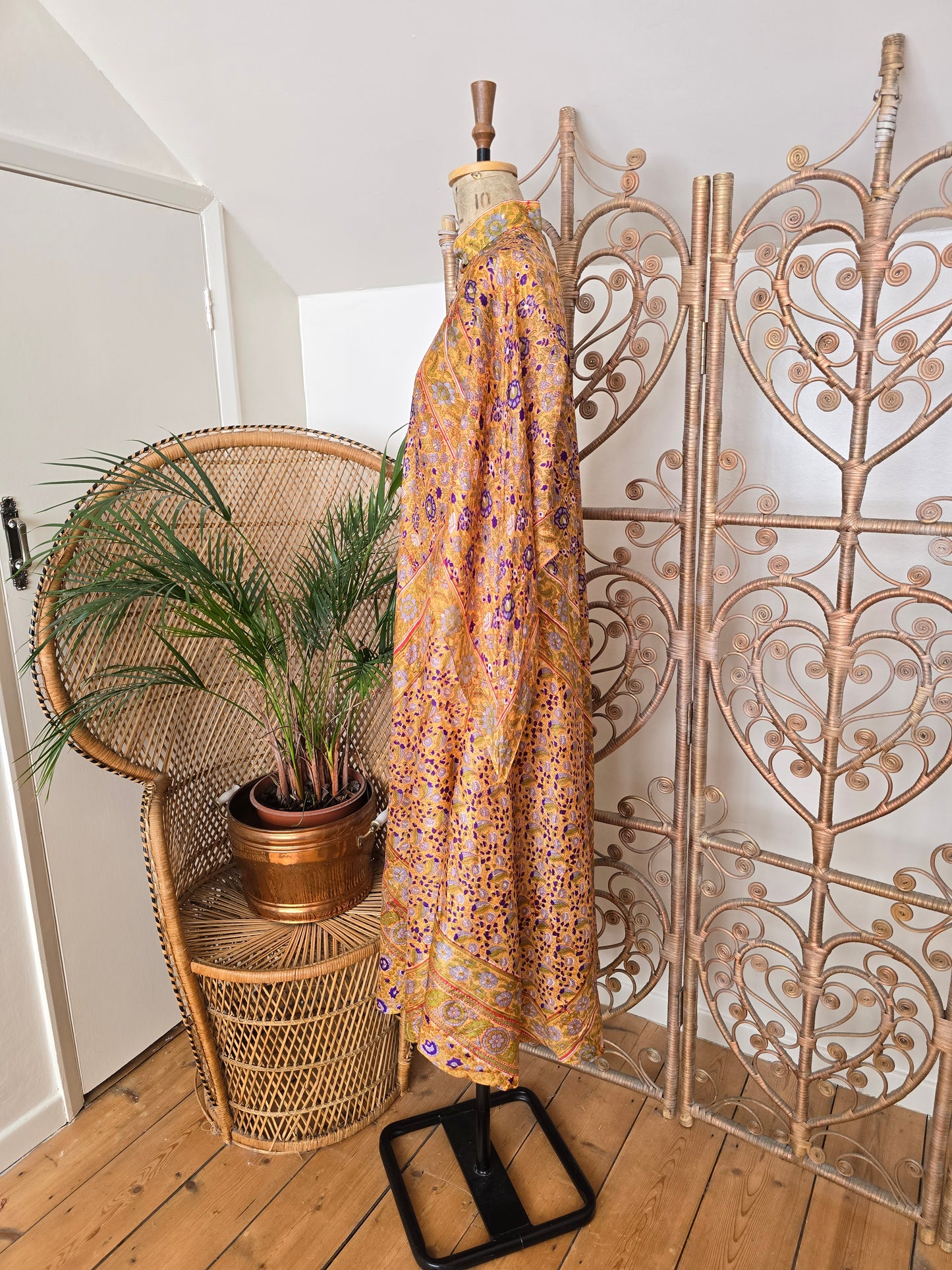 Vintage silk Indian Mascot kaftan dress