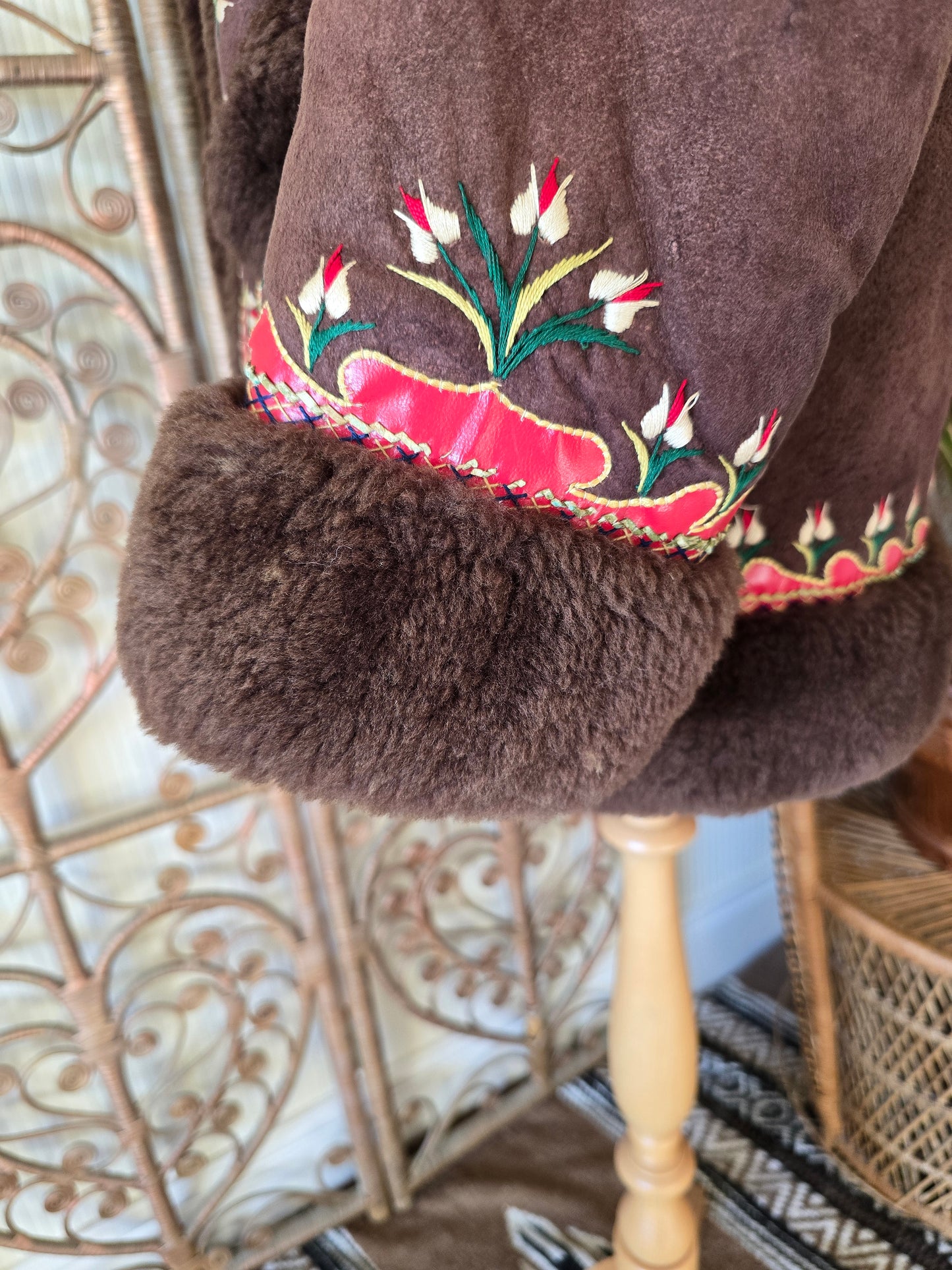 Vintage embroidered sheepskin Polish coat