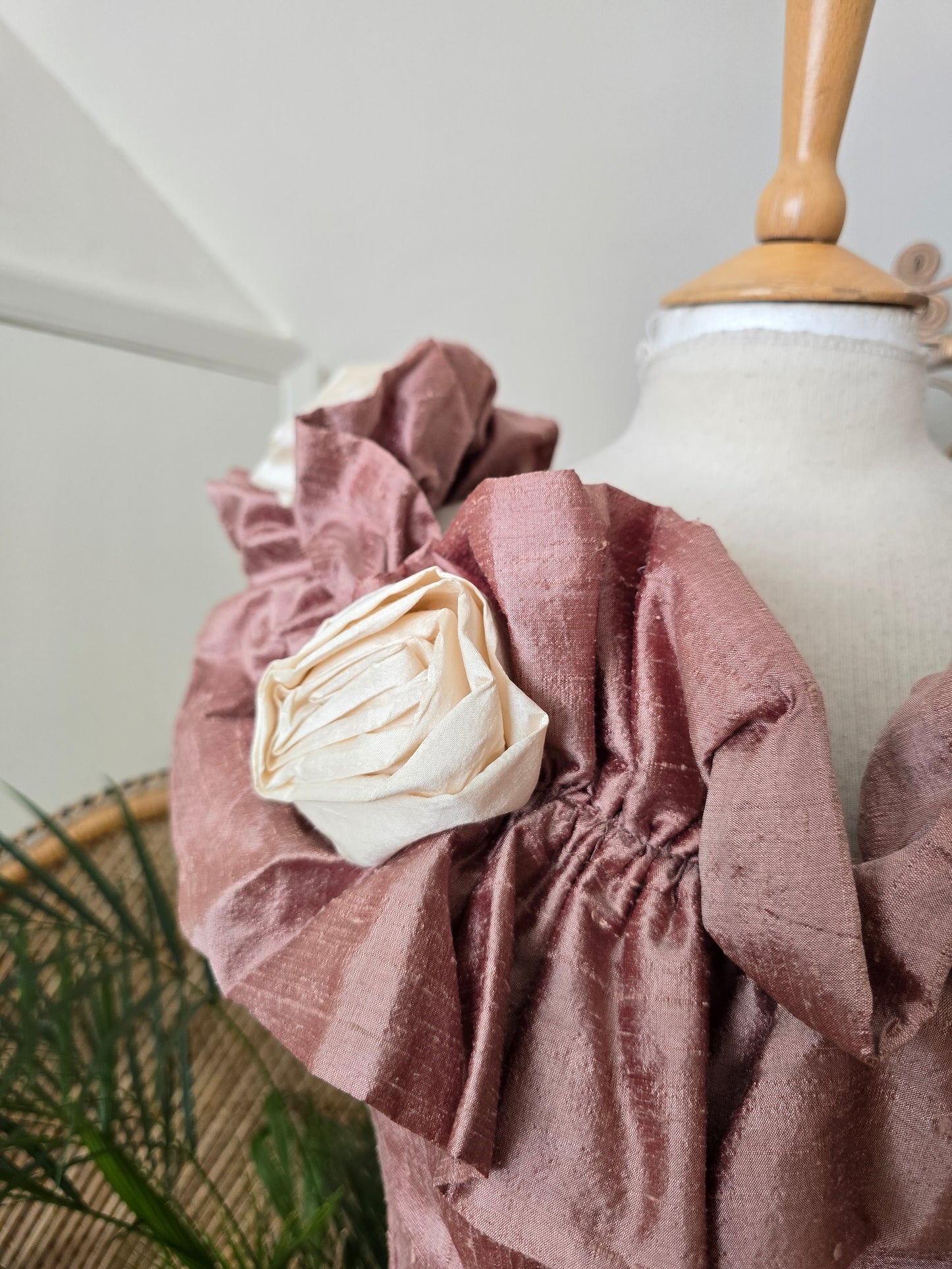 Vintage style Elizabeth Todd rose raw silk dress