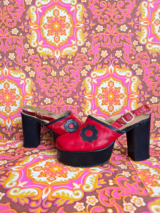 Vintage flower shoes uk size 4.5 5 Eur 37.5 38 us 6.5 7