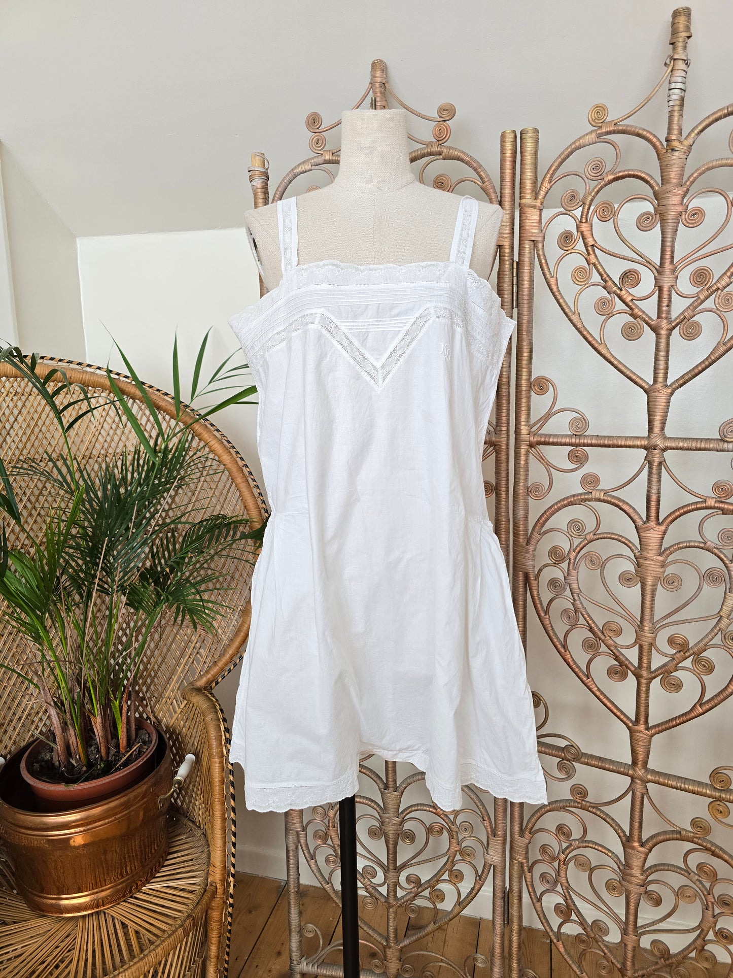 Antique cotton playsuit slip