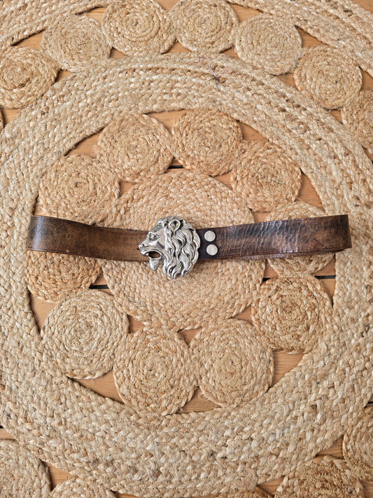 Vintage lion leather belt