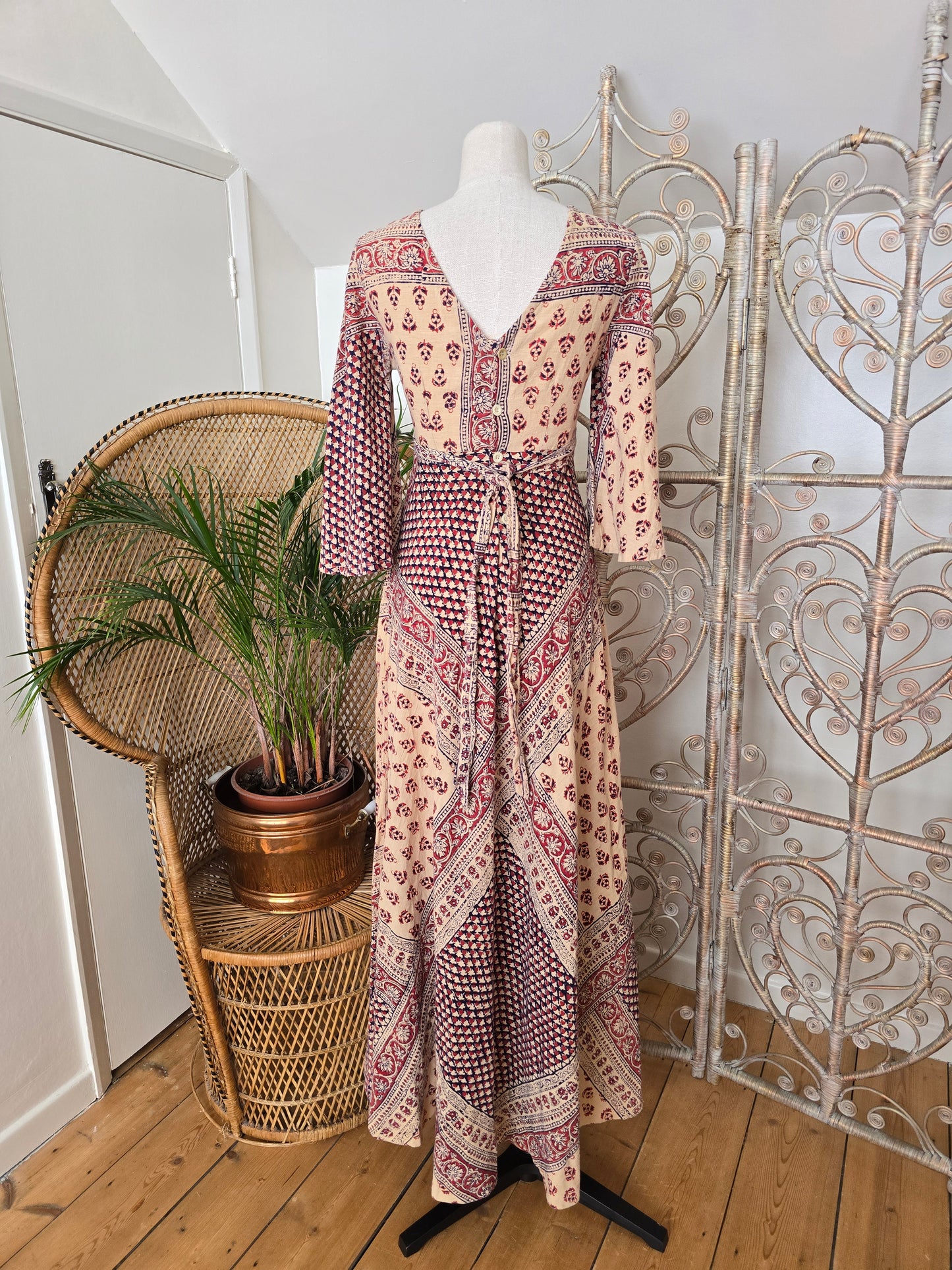 Vintage indian print 70s maxi dress