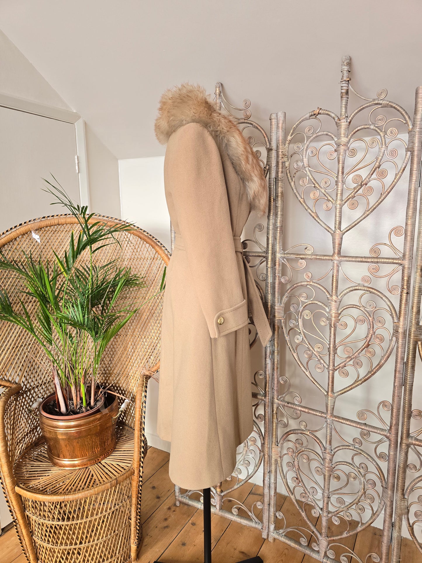 Vintage wool sheepskin collar coat