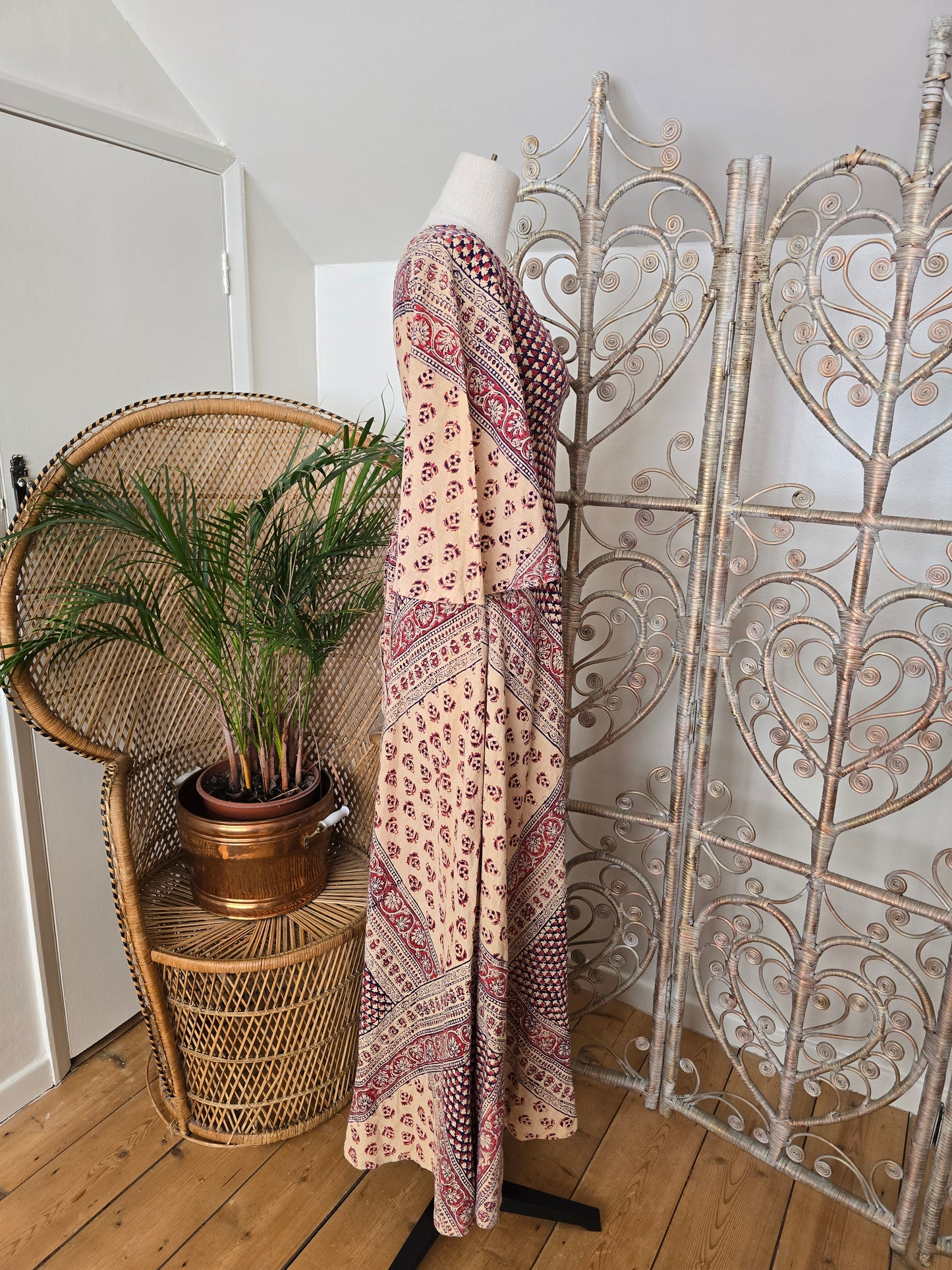Vintage indian print 70s maxi dress