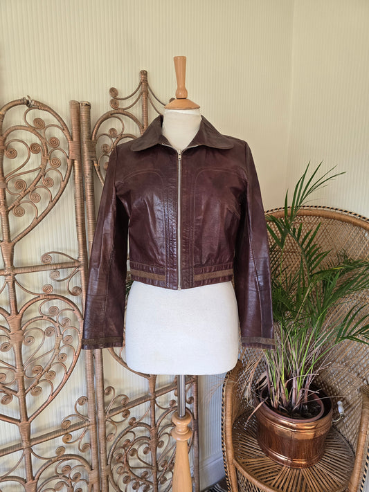 Vintage leather crop jacket