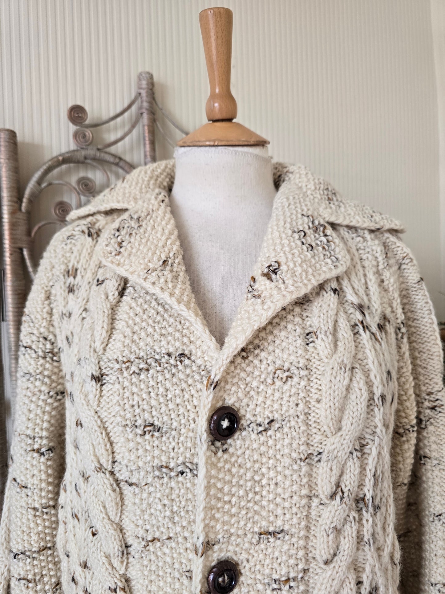 Vintage cable wool knitted cardigan
