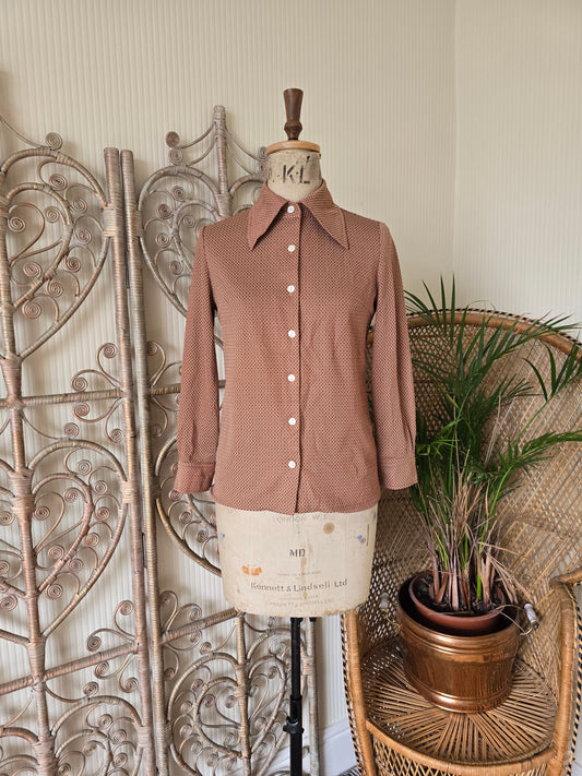 Vintage brown check blouse
