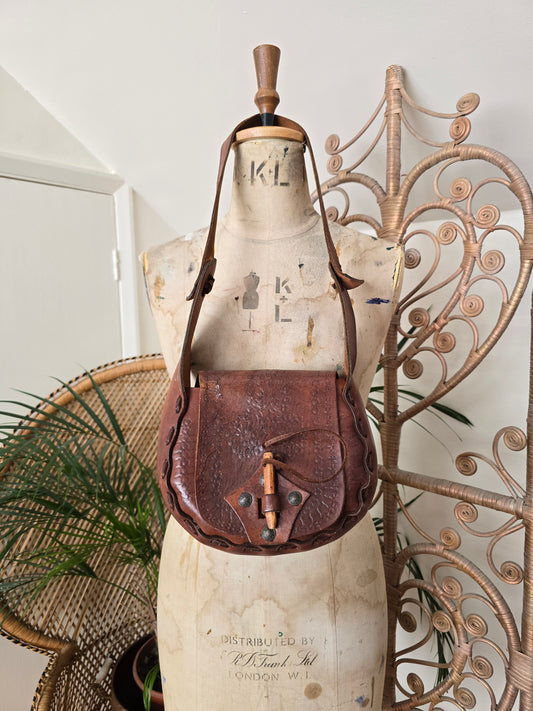 Vintage tooled leather bag