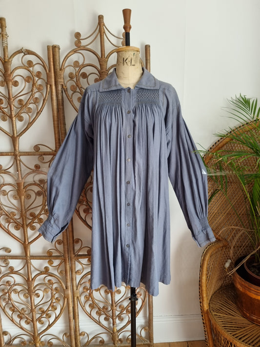 Vintage smocking prairie midi dress