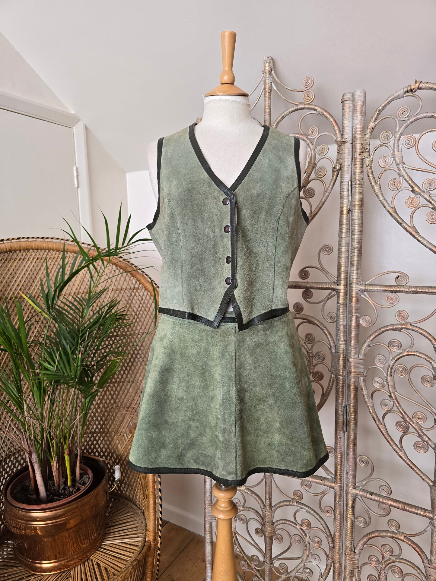 Vintage 60s suede waistcoat skirt