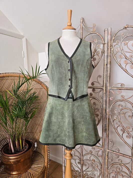 Vintage 60s suede waistcoat skirt