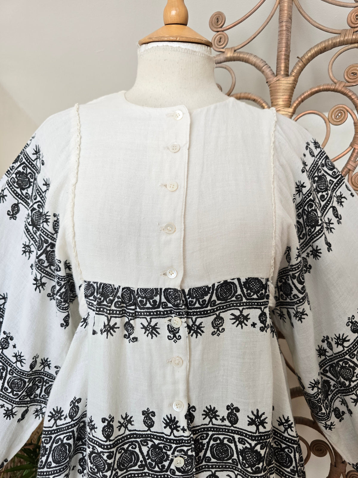 Vintage cotton balloon sleeves tunic