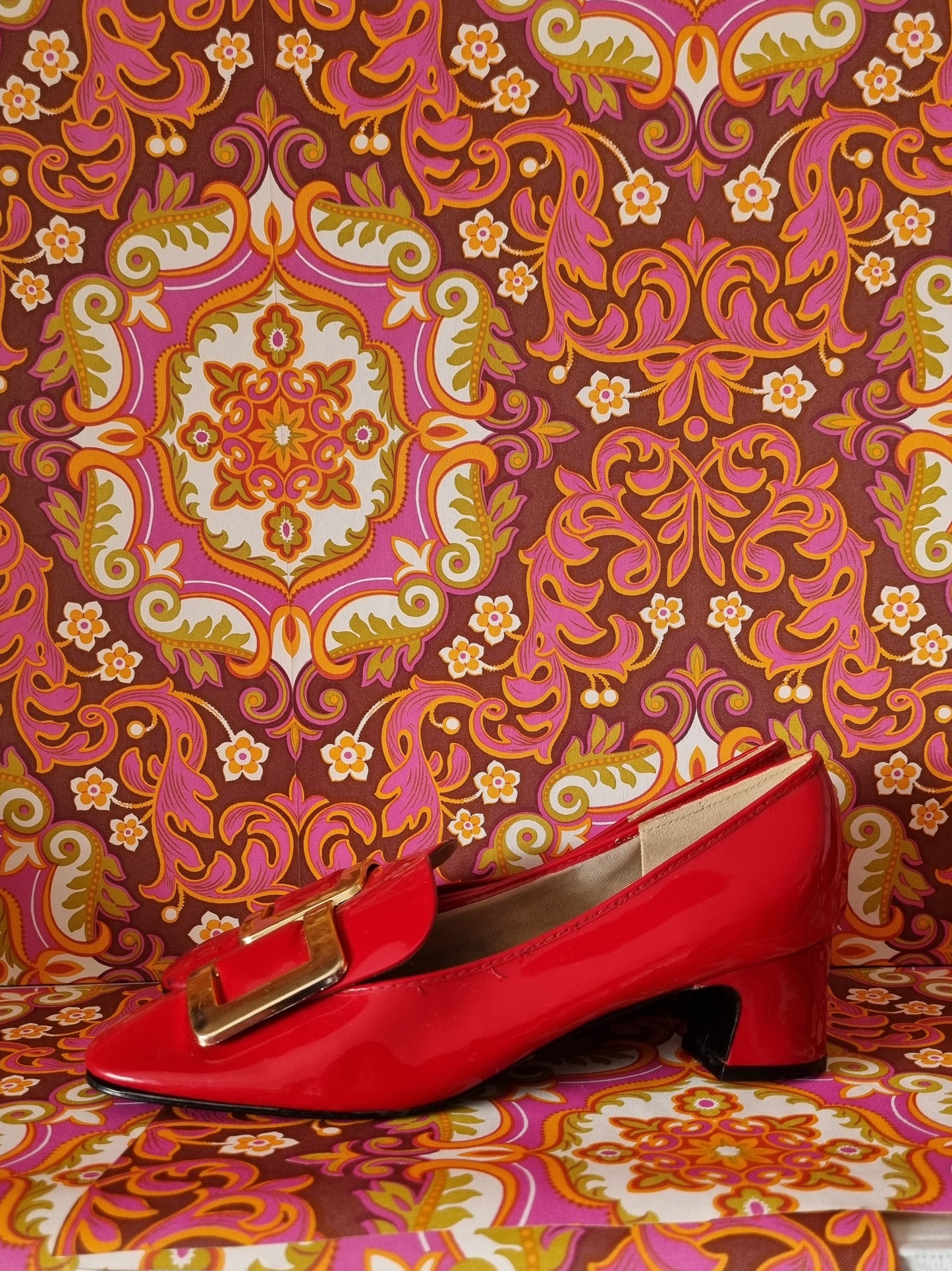 Vintage red patent 60s shoes uk size 6 7 Eur 39 40 us 8 9