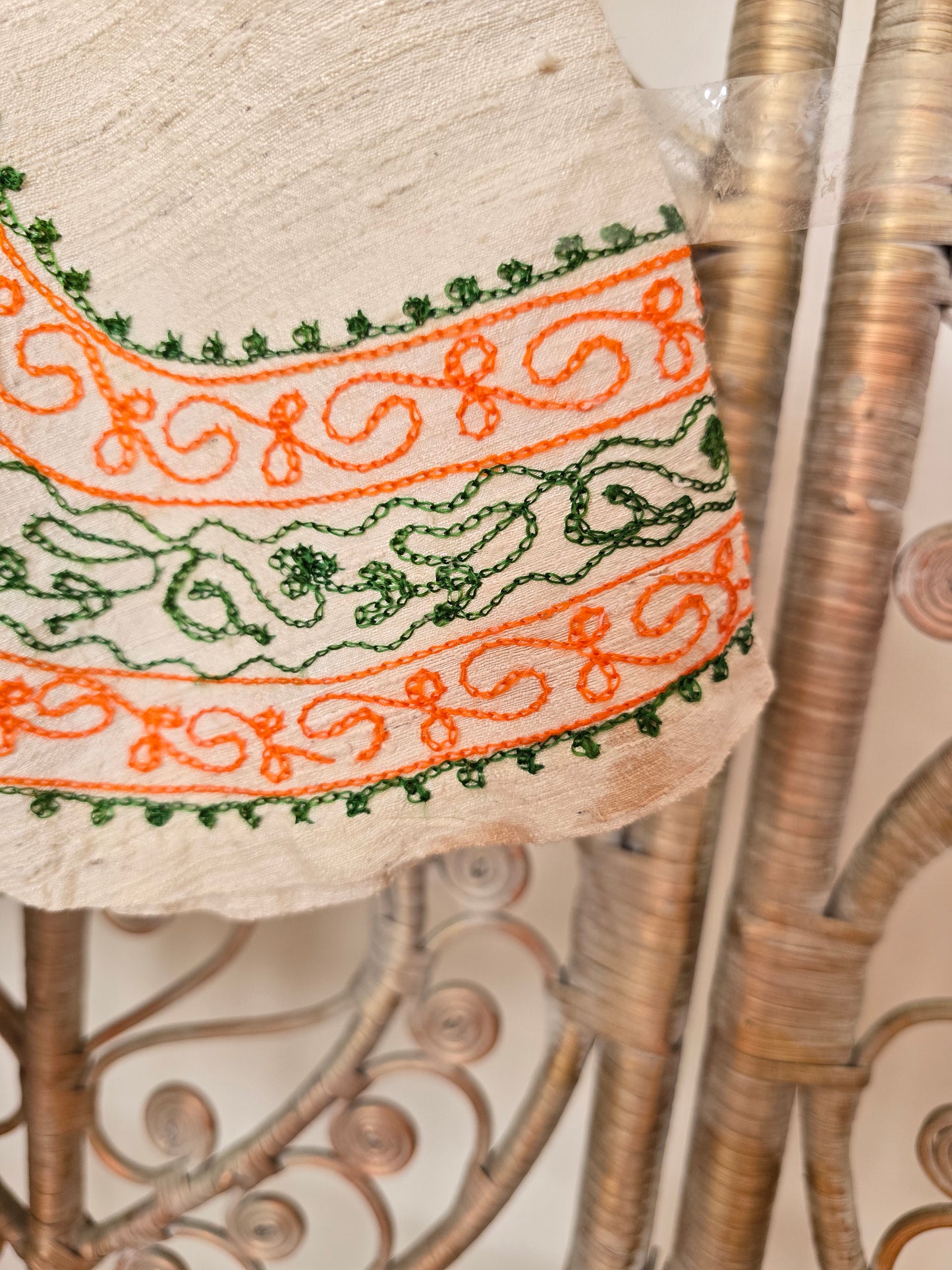Vintage raw silk embroidered kaftan blouse