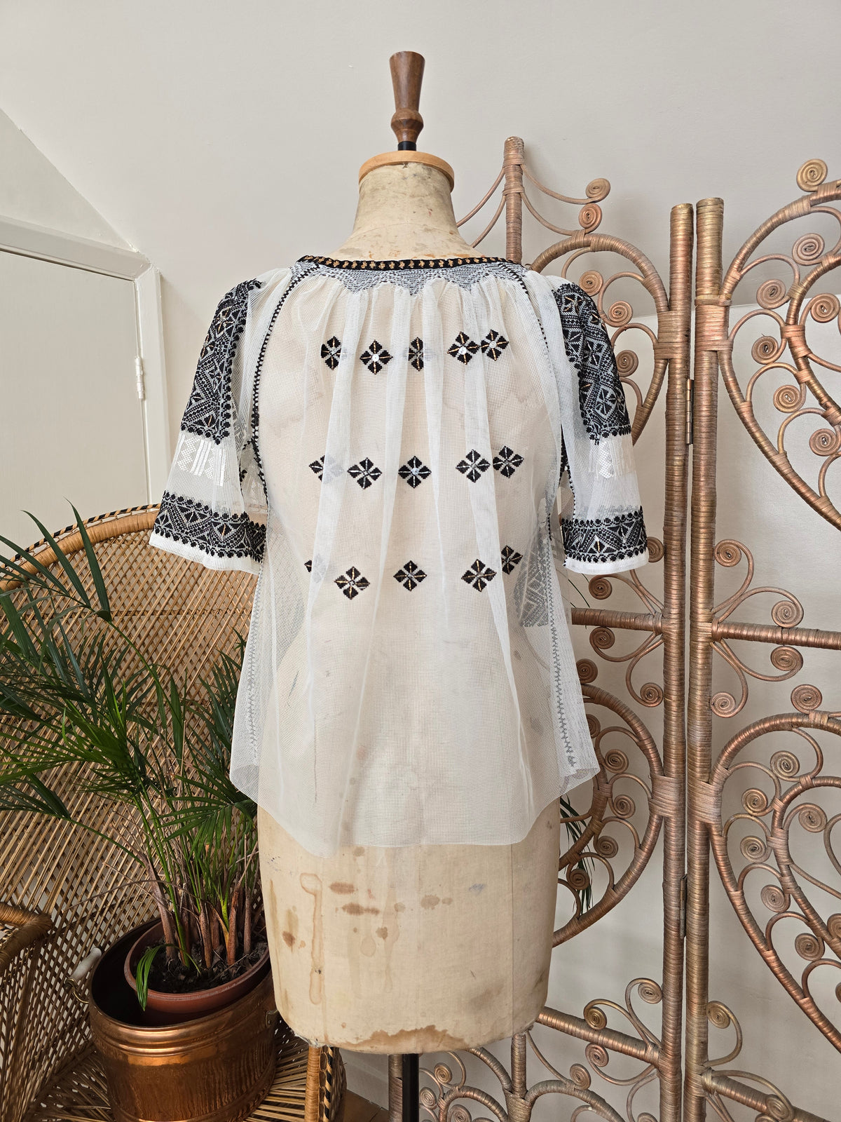 Vintage embroidered Romanian blouse
