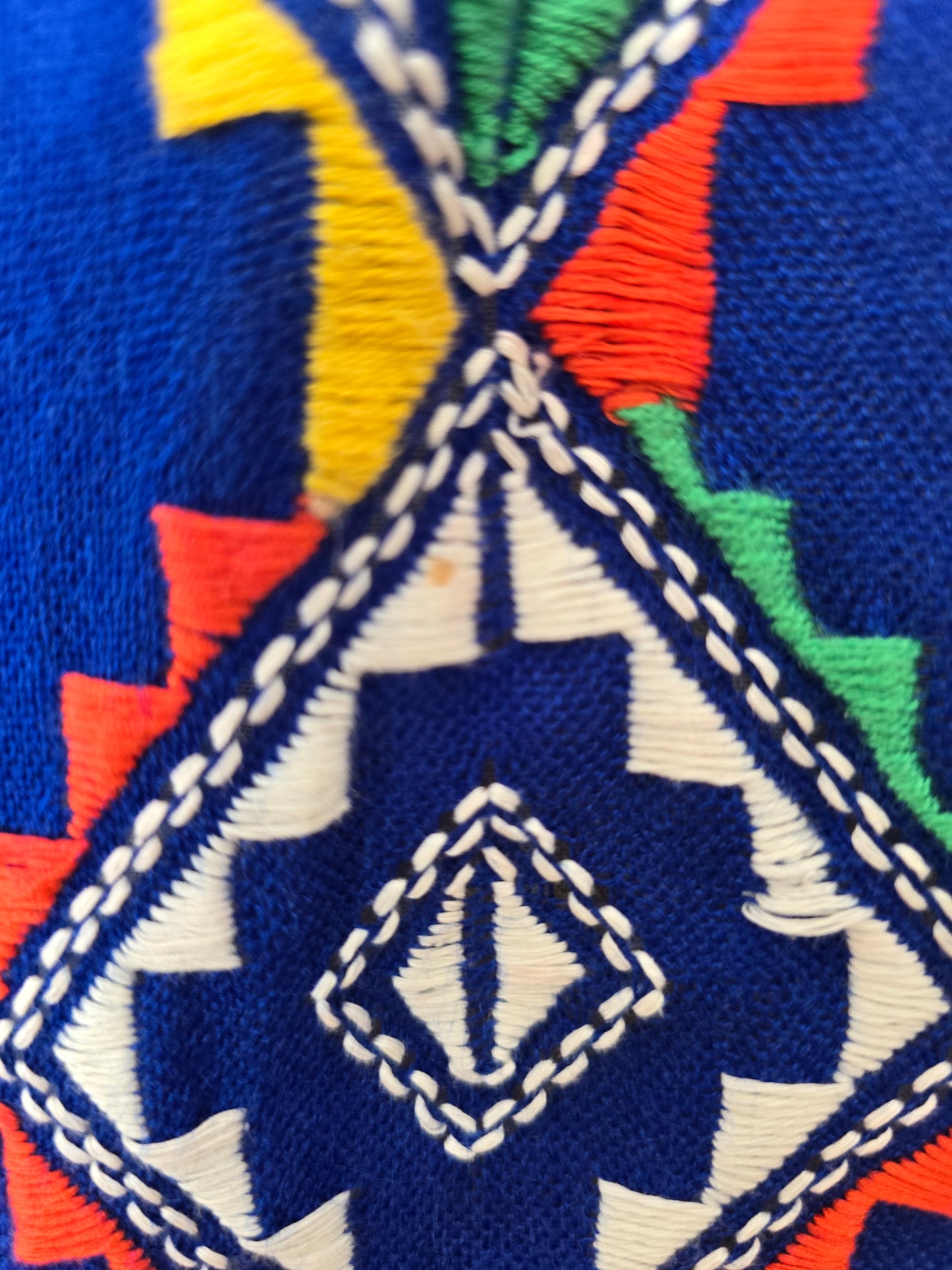 Vintage blue embroidered 70s kaftan tunic S M