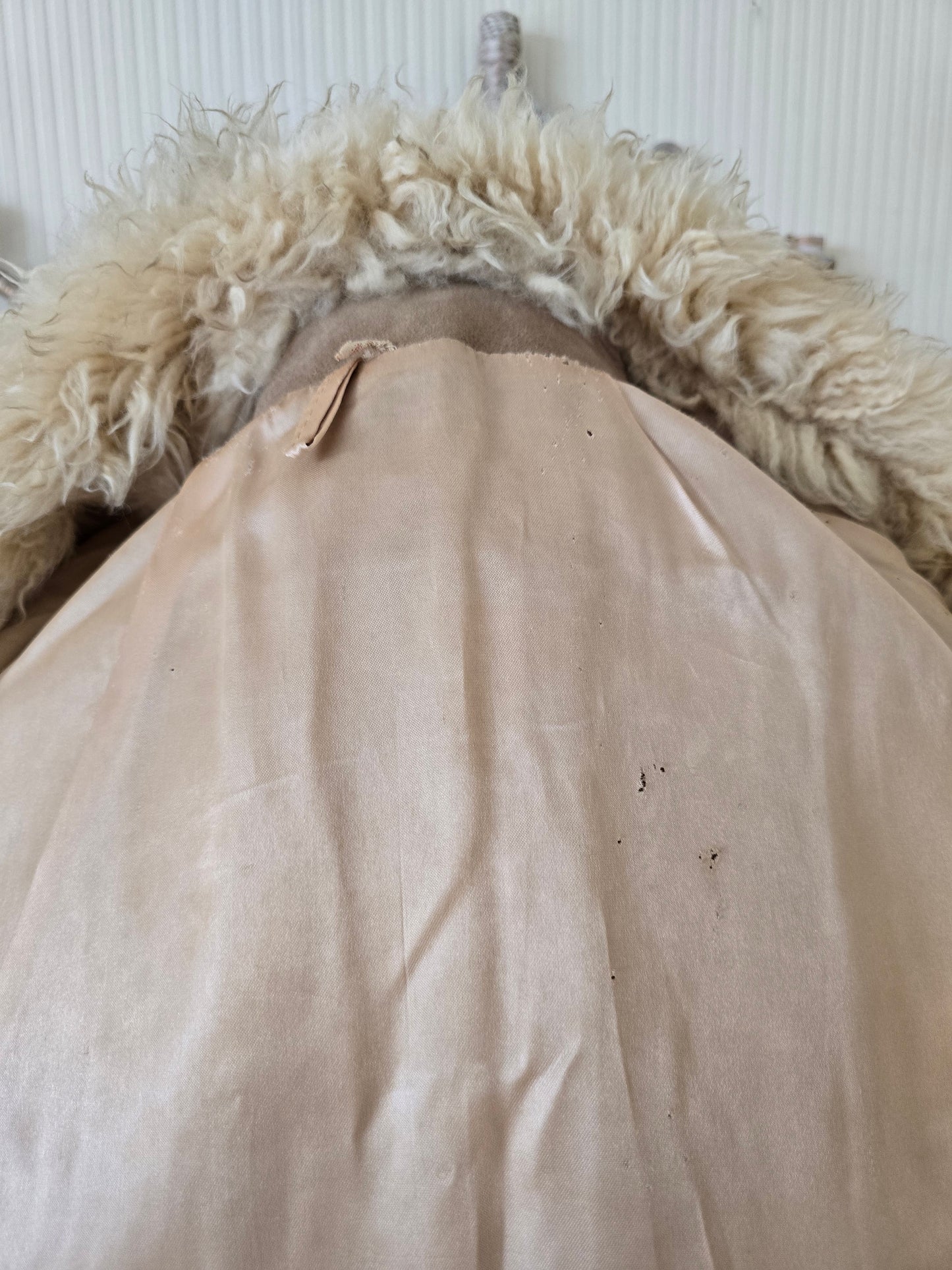 Vintage sheepskin collar suede coat