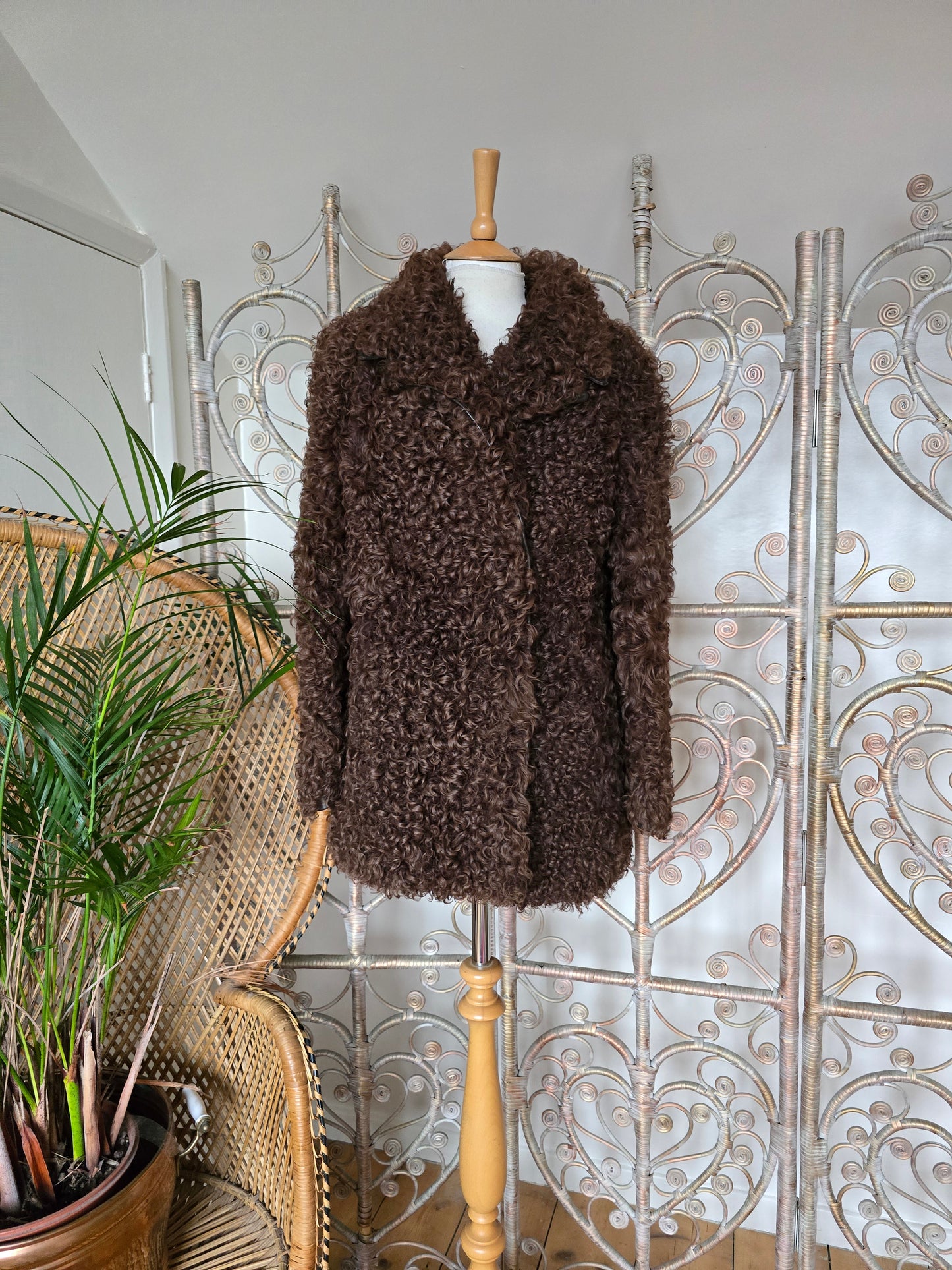 Vintage curly sheepskin 70s coat