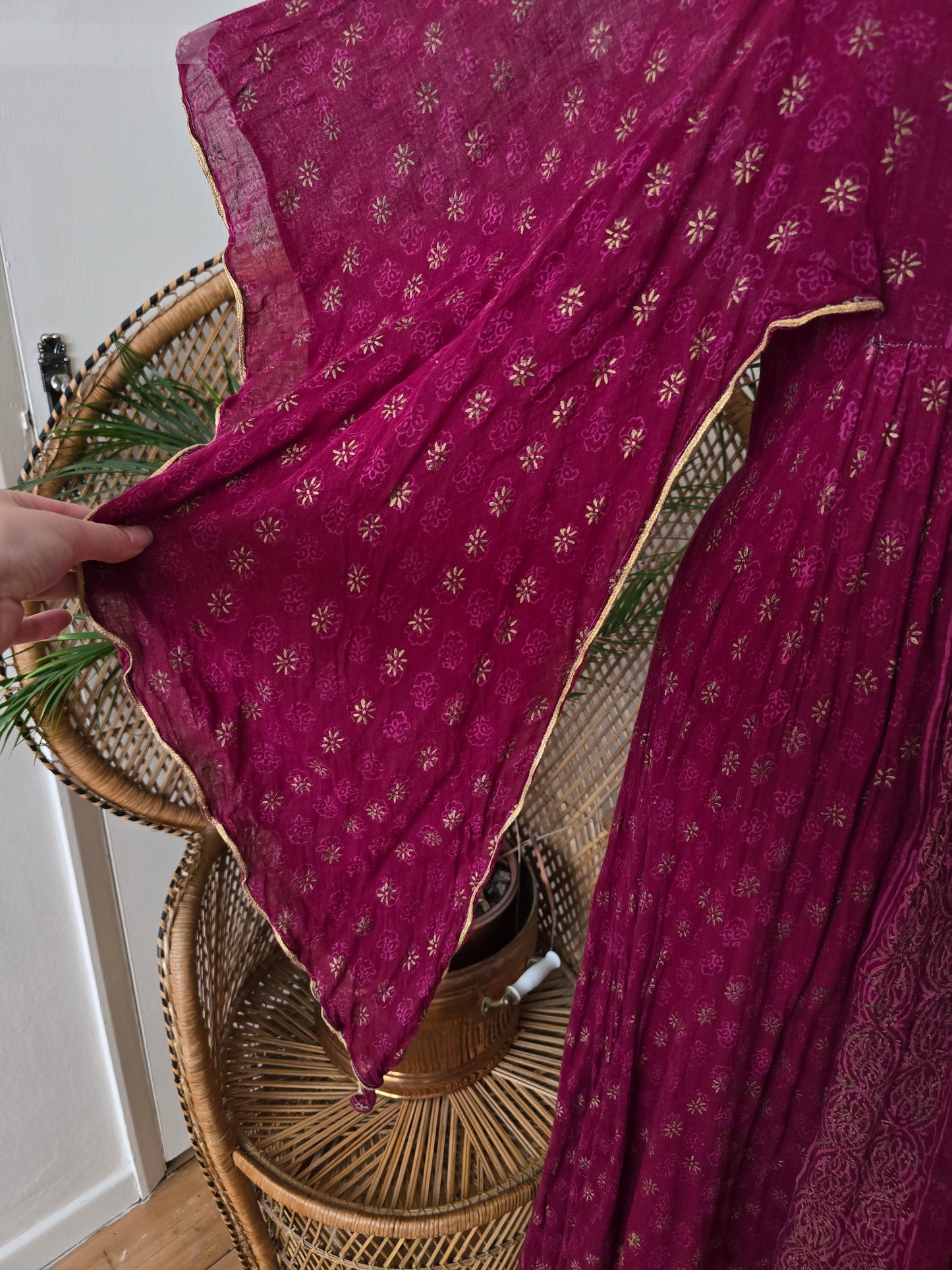 Vintage Ayesha Davar Indian cotton maxi dress