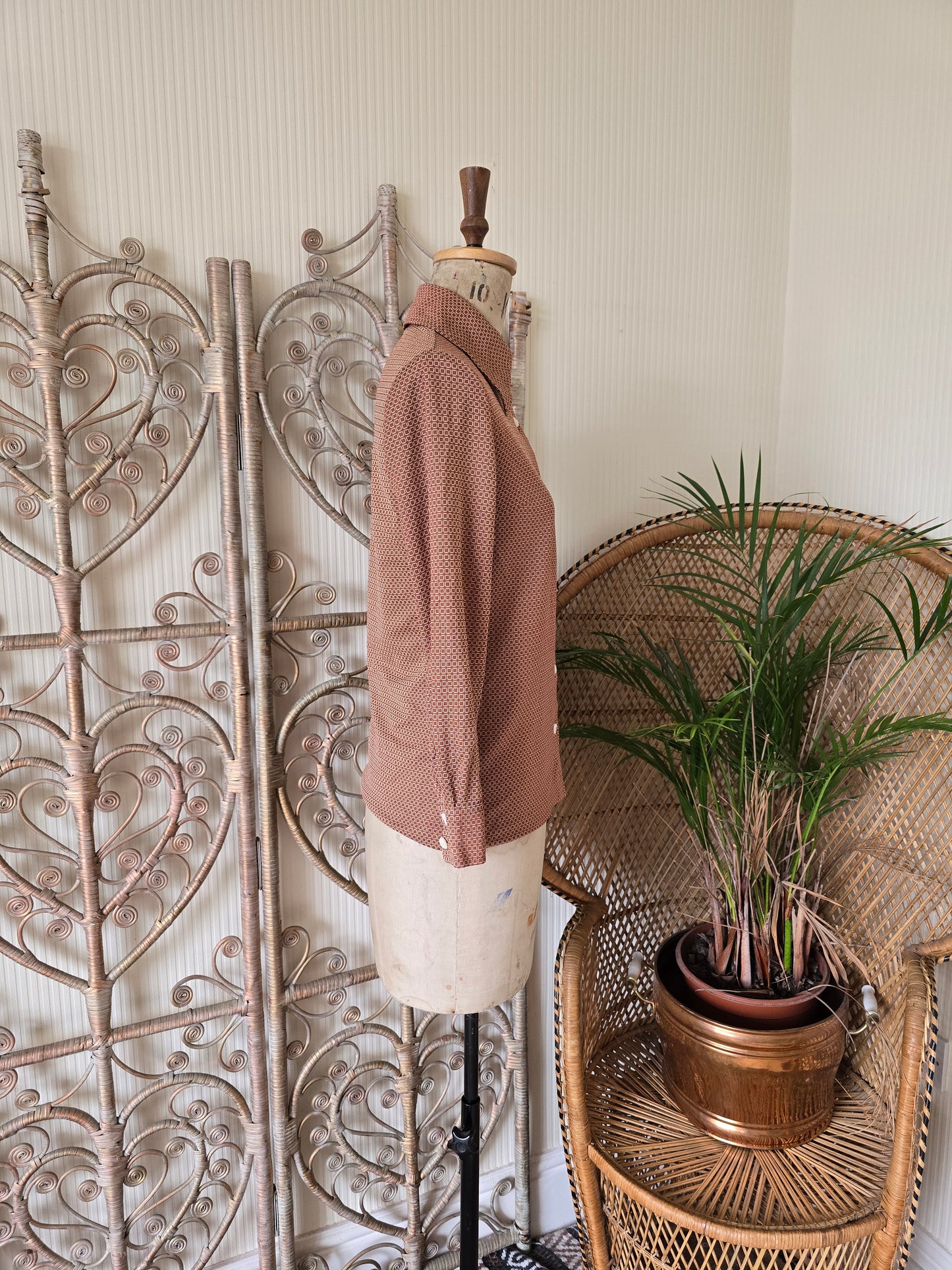 Vintage brown check blouse