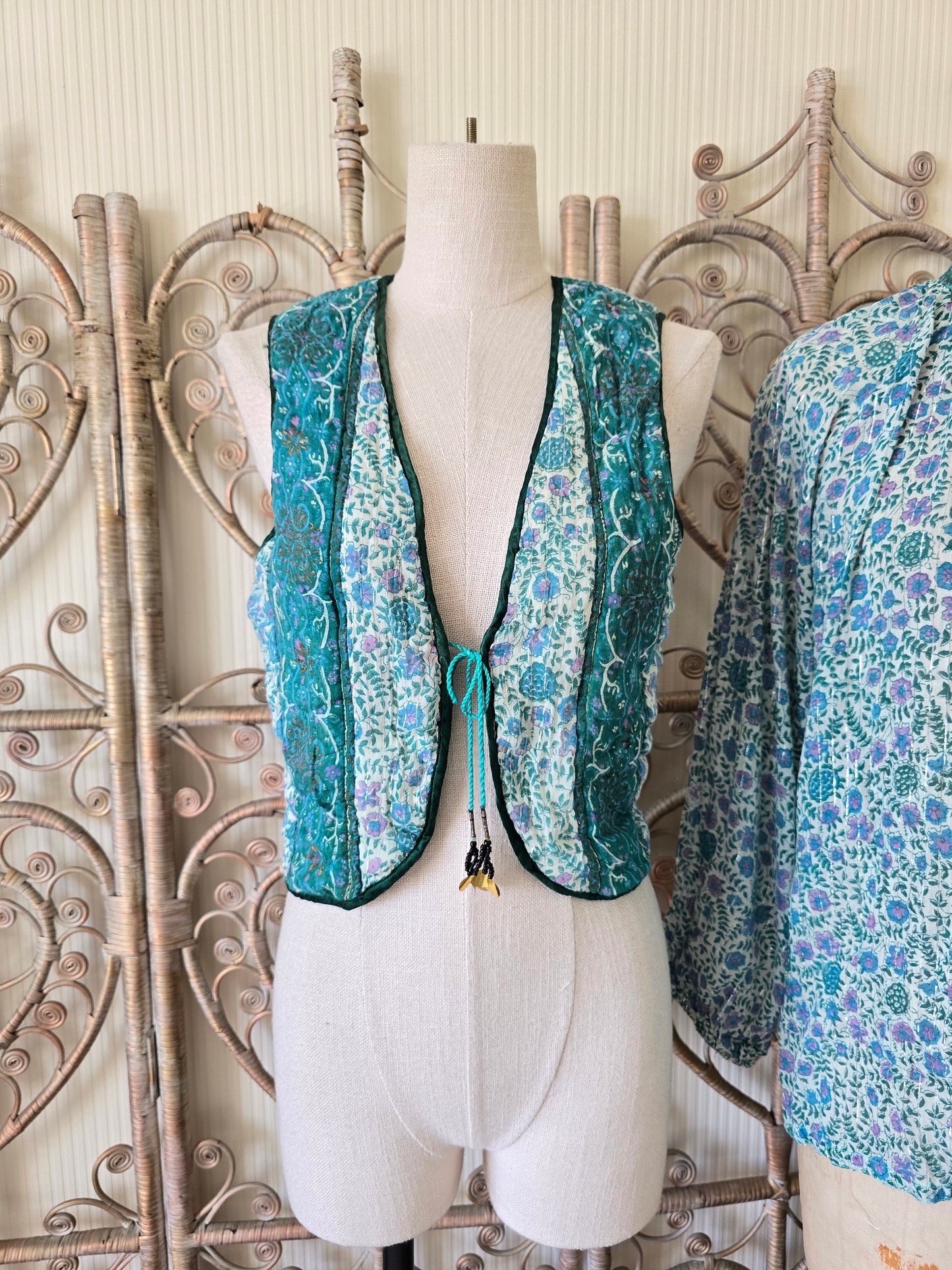 Vintage Indian cotton skirt blouse waistcoat