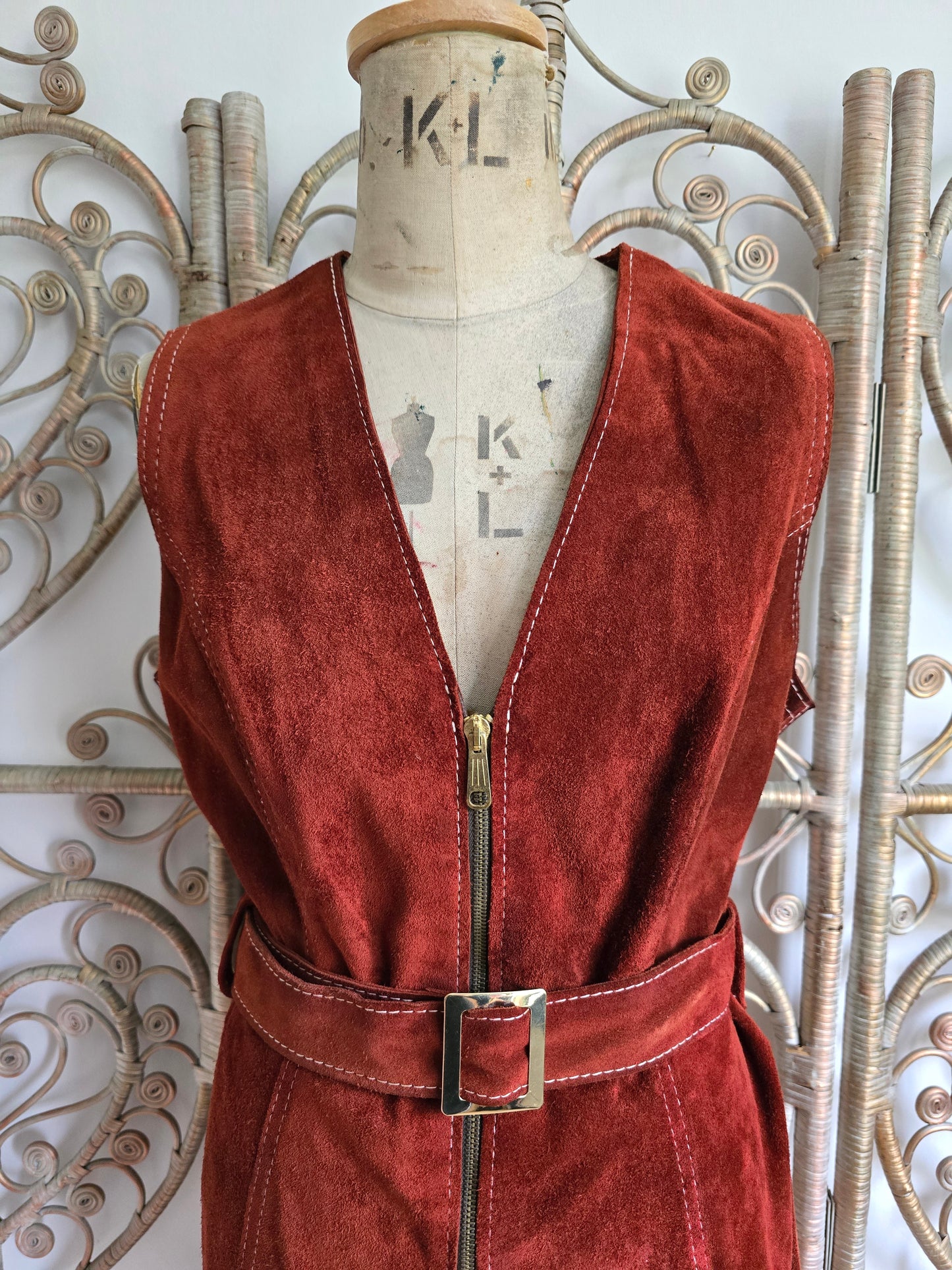 Vintage suede tunic waistcoat