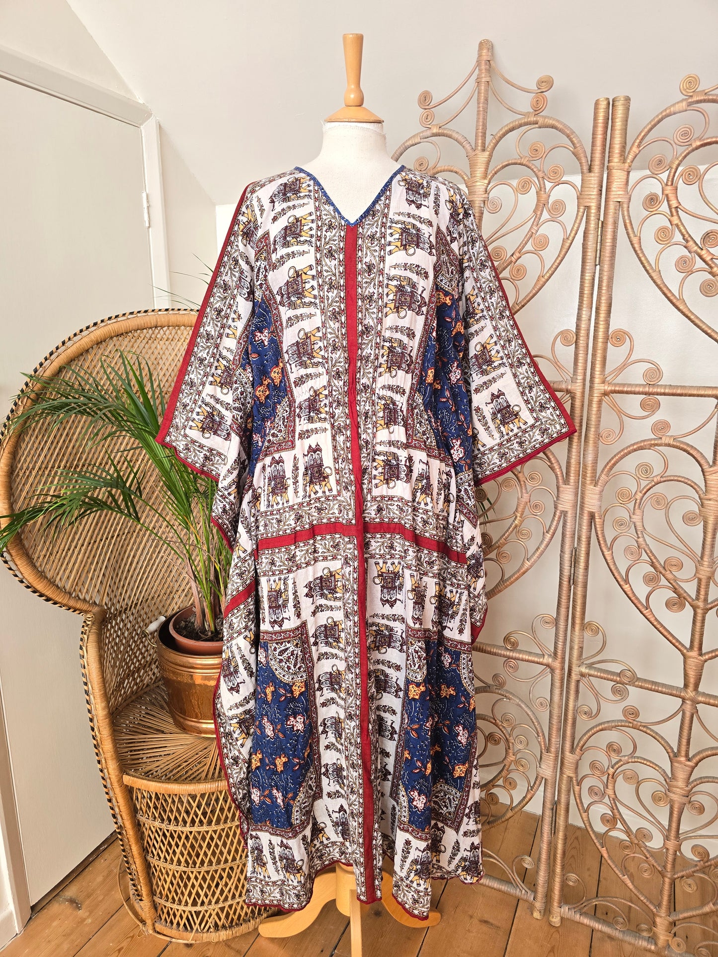 Vintage indian cotton kaftan dress