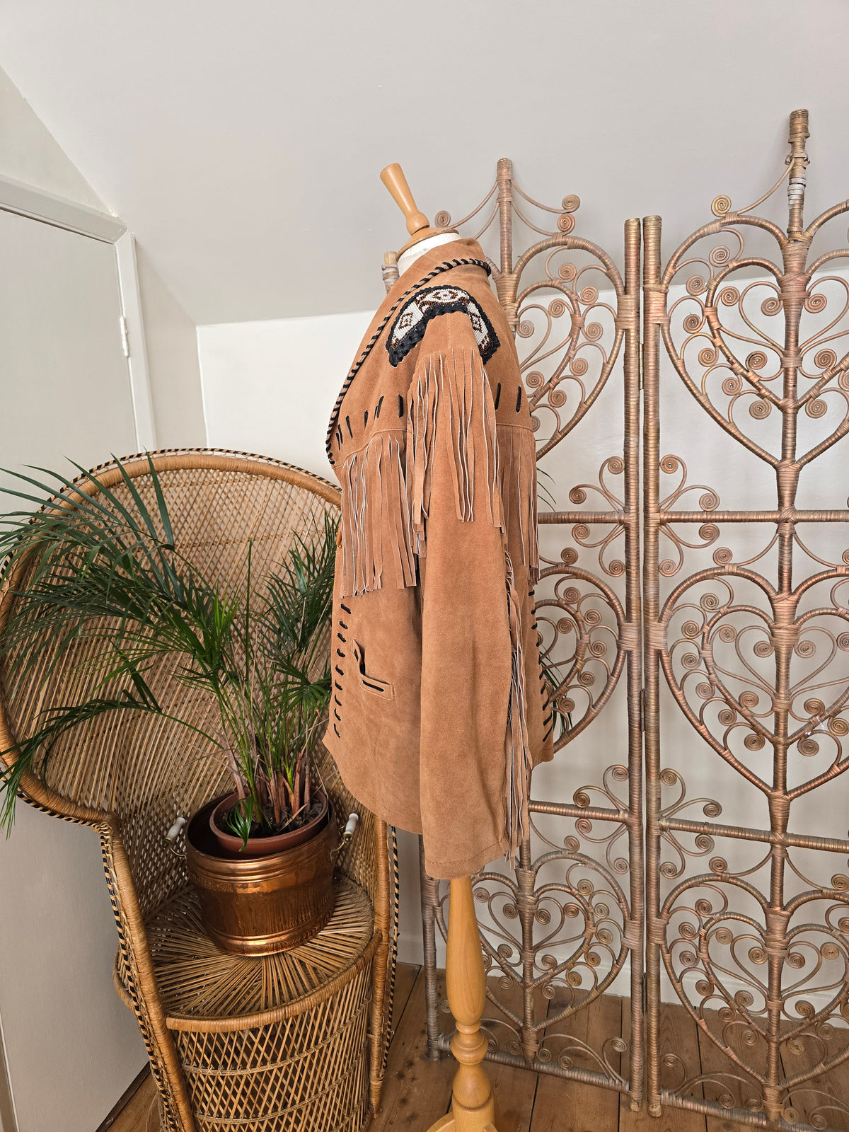 Vintage suede fringe jacket