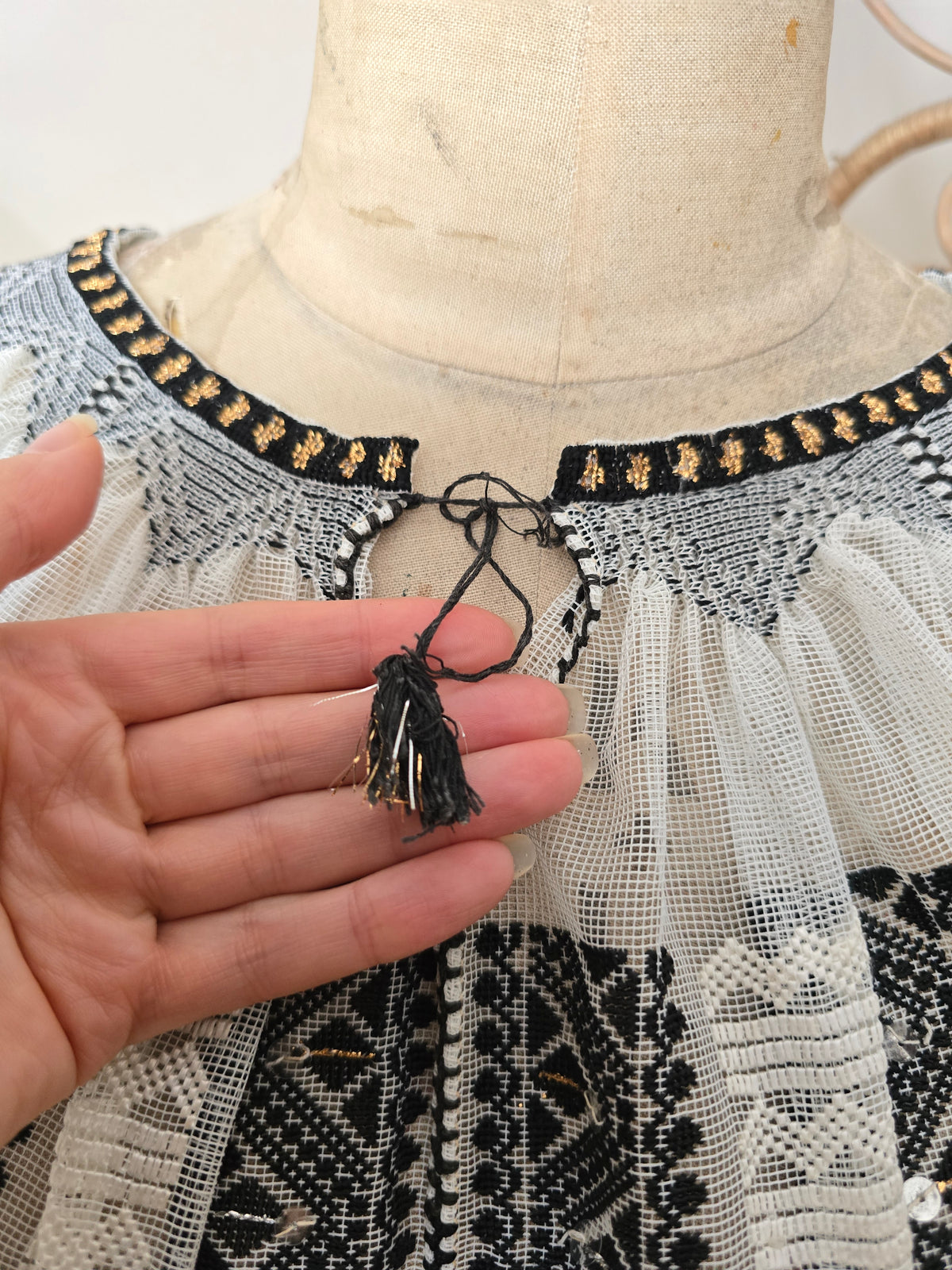 Vintage embroidered Romanian blouse