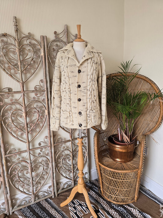 Vintage cable wool knitted cardigan