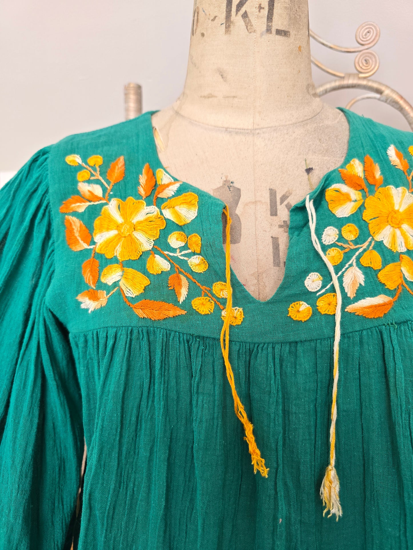 Vintage embroidered cheesecloth blouse