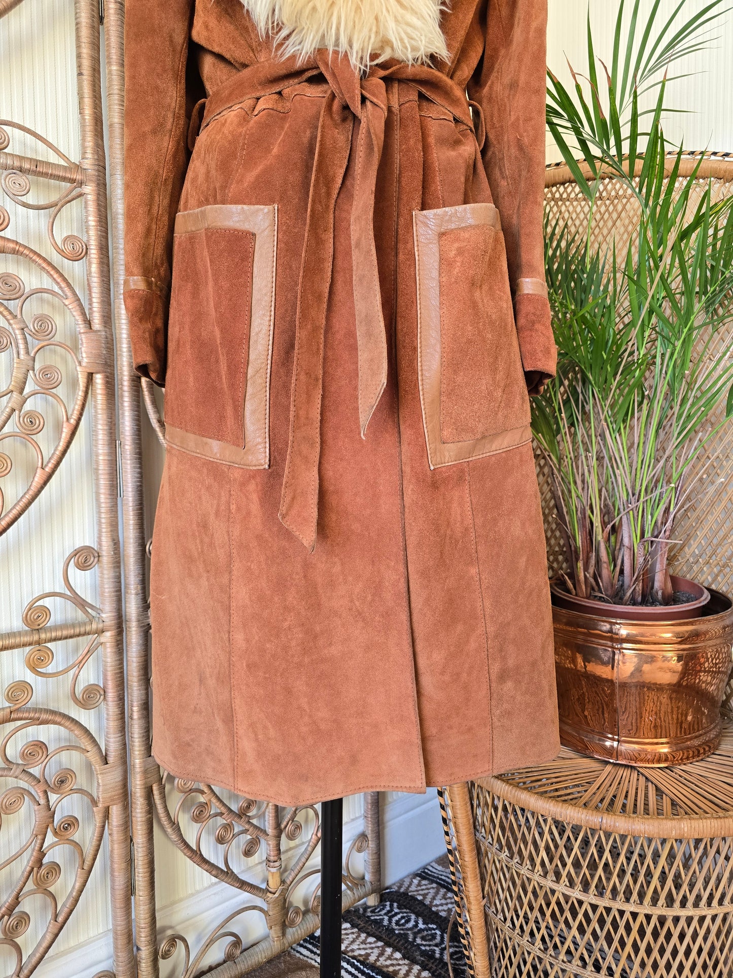 Vintage suede Sheepskin coat M L