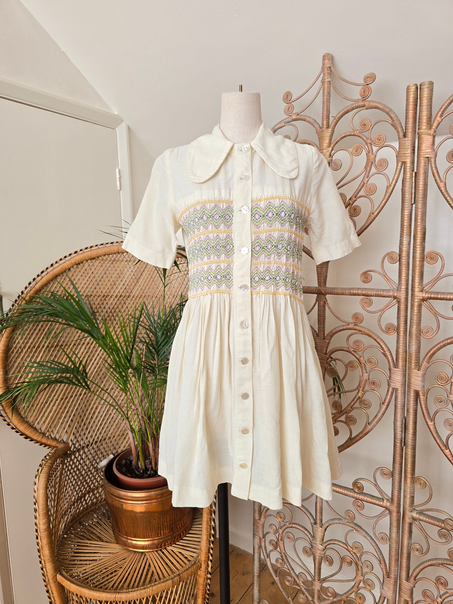 Vintage shirring 60s dress