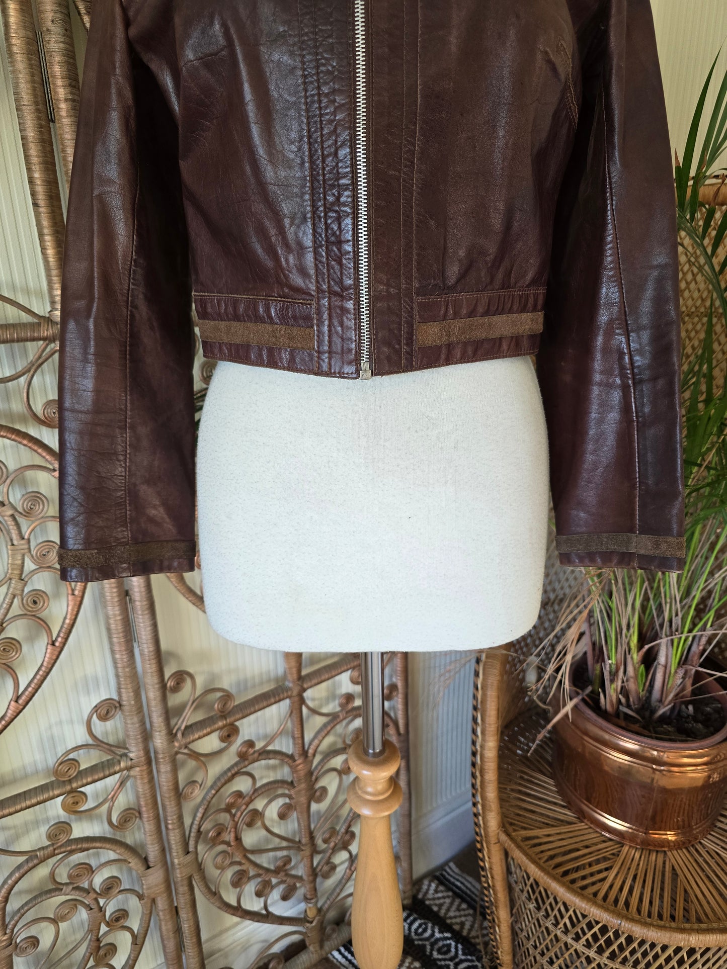 Vintage leather crop jacket