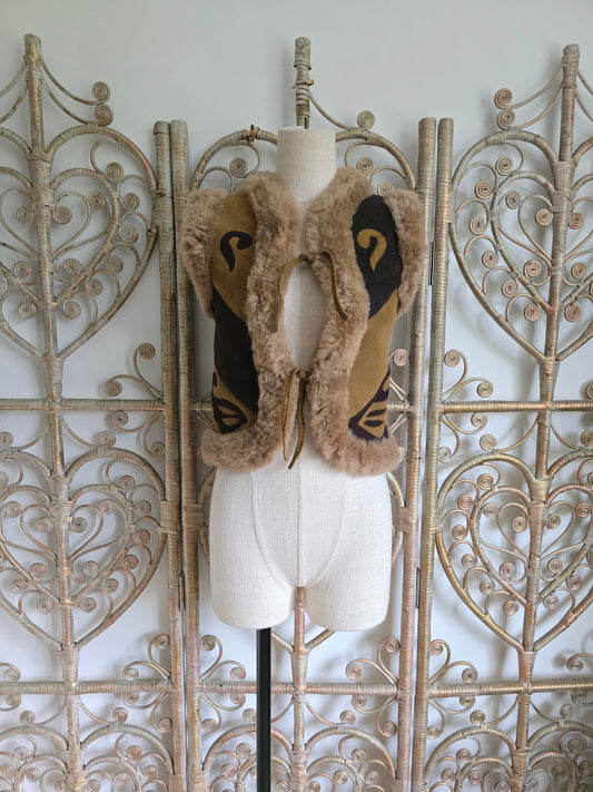 Vintage sheepskin waistcoat XS