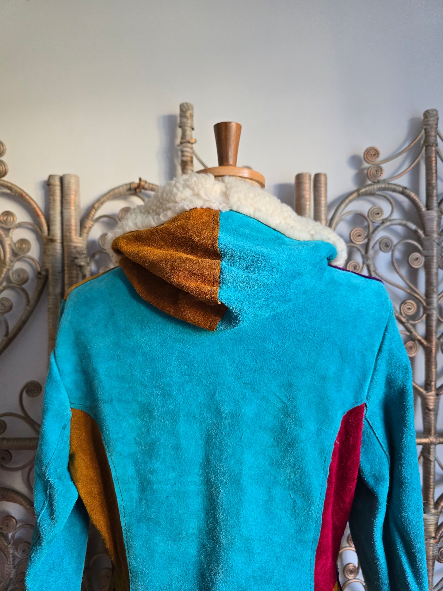 Vintage suede hooded coat XS S