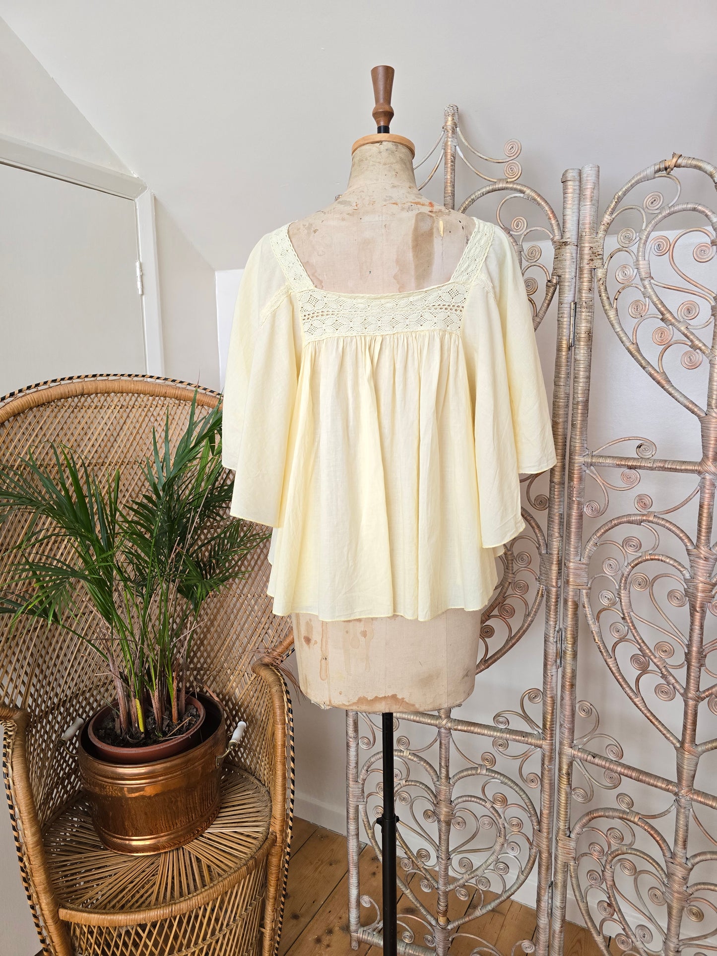 Vintage cape cotton blouse