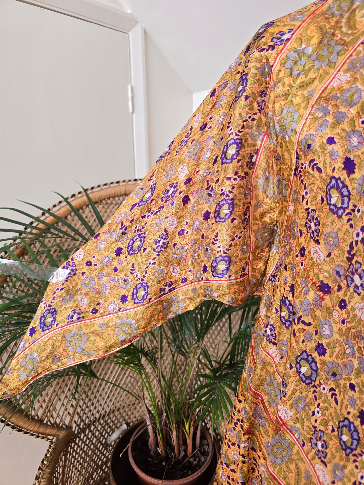 Vintage silk Indian Mascot kaftan dress
