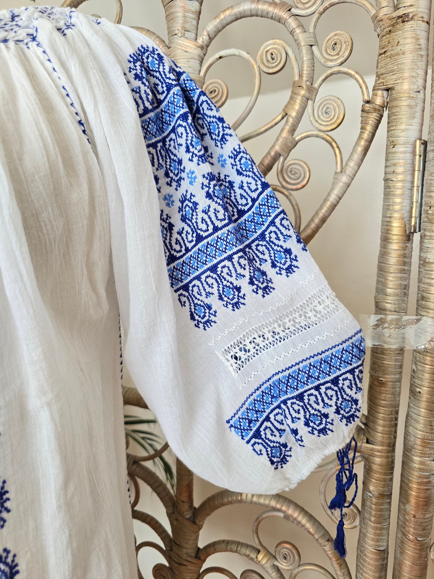Vintage embroidered cheesecloth tunic blouse