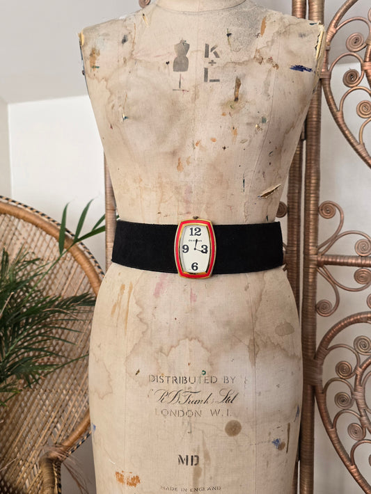 Vintage clock suede belt