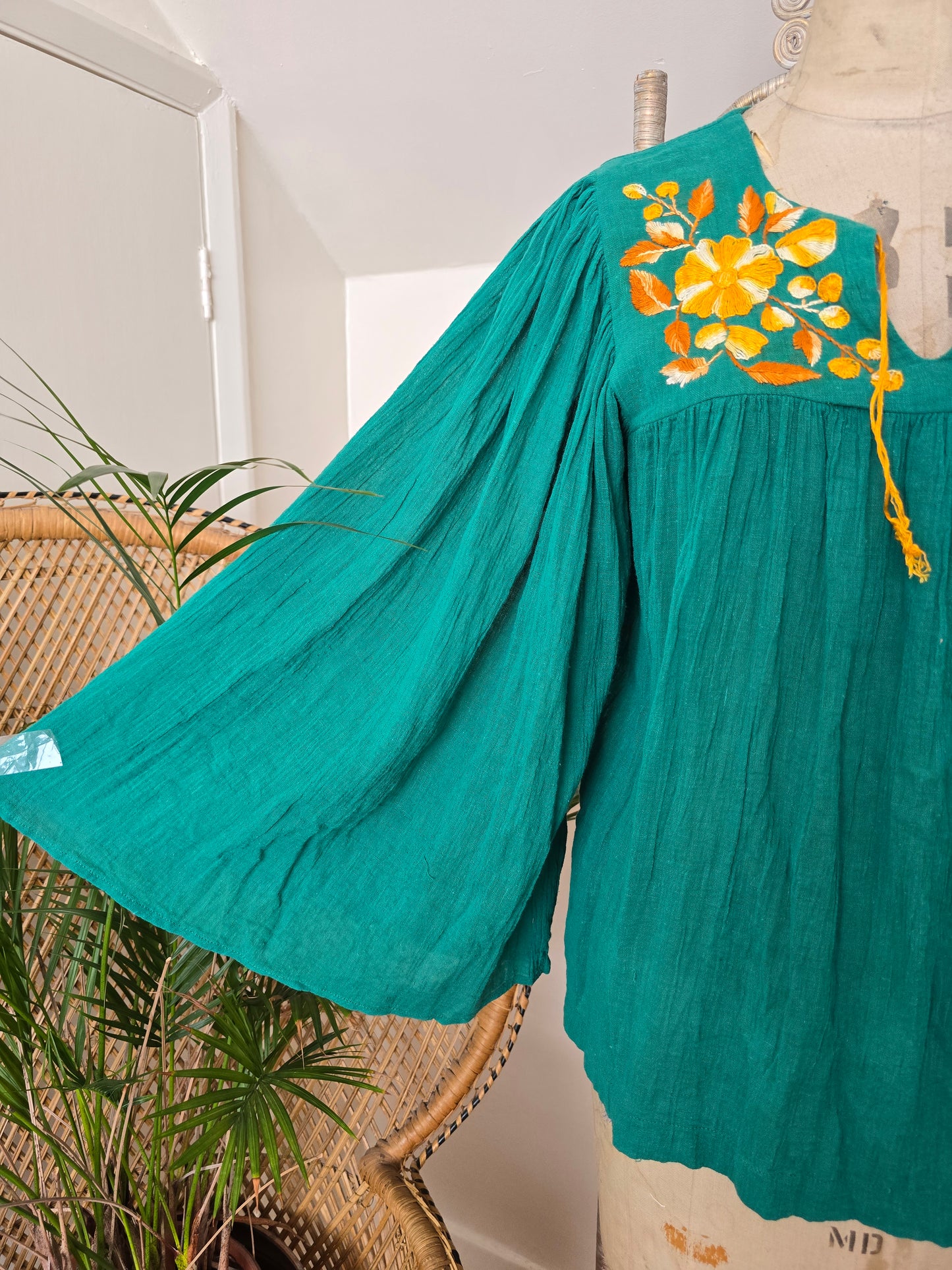 Vintage embroidered cheesecloth blouse