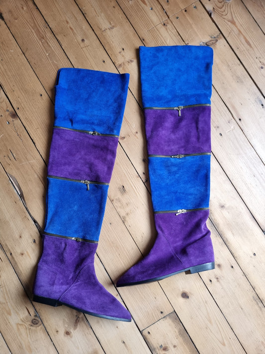 Vintage over the knee suede boots uk size 7 Eur 40 us 9