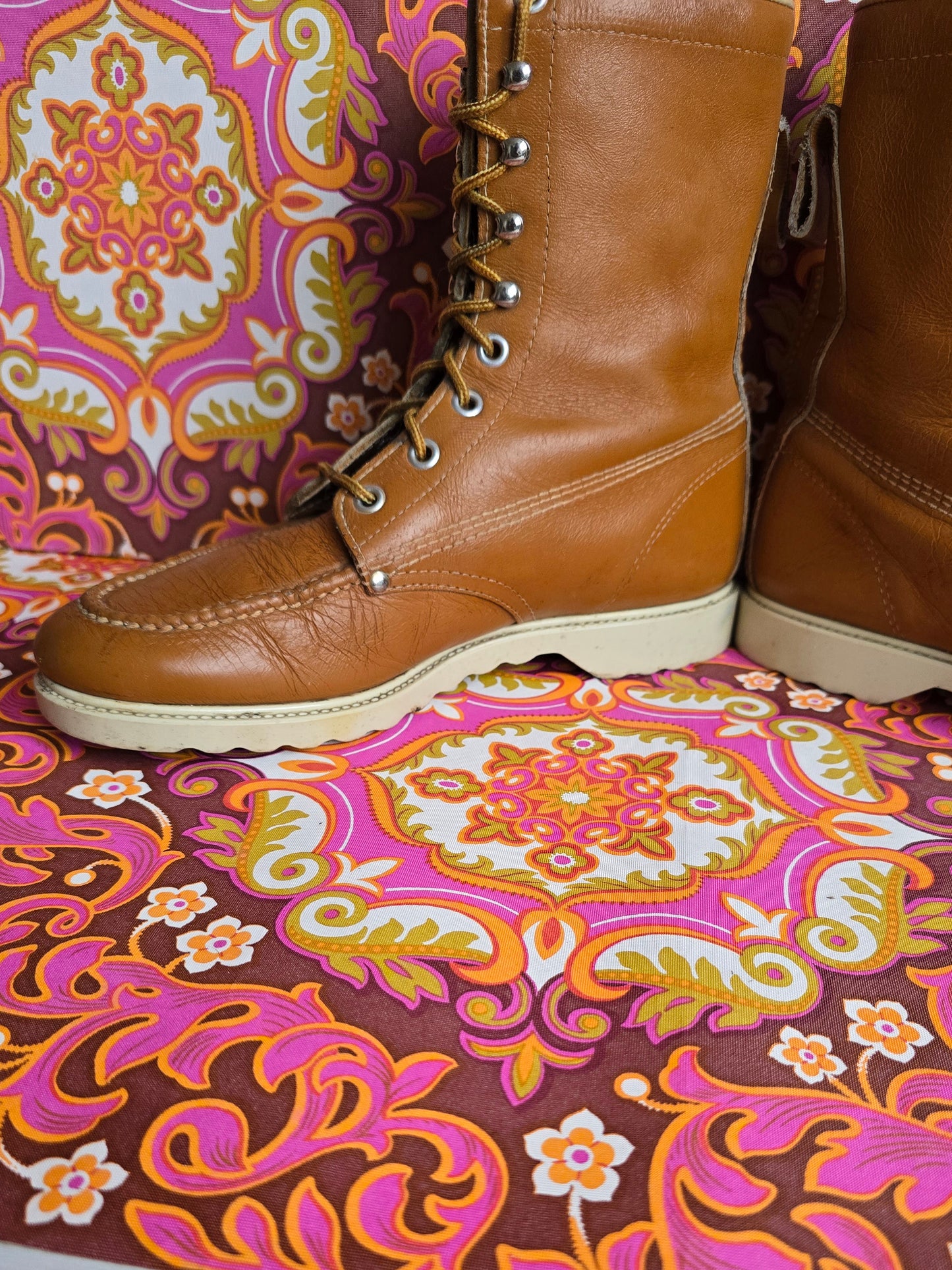 Vintage ankle lace leather boots size uk 6 Eur 39 us 8
