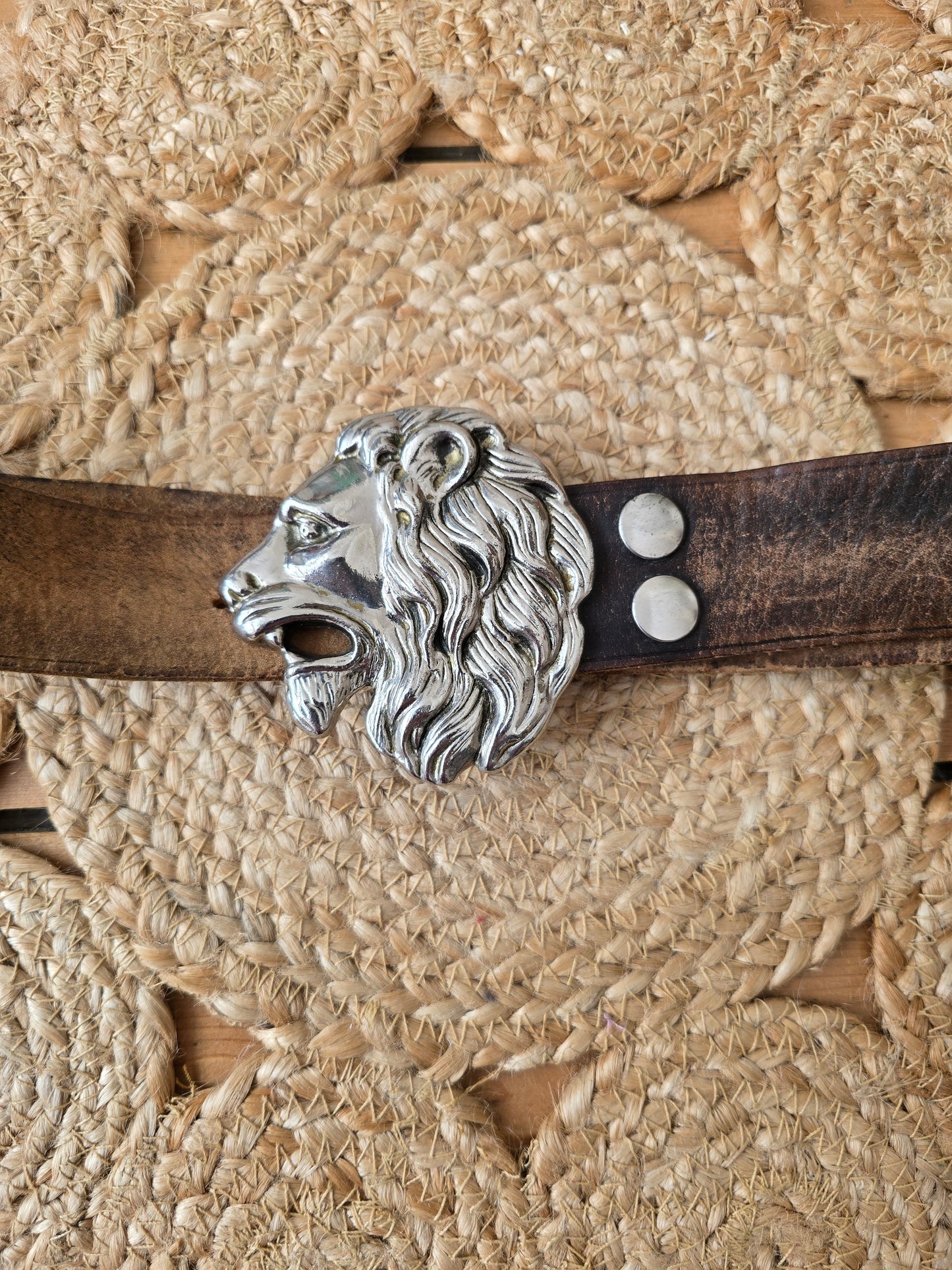 Vintage lion leather belt