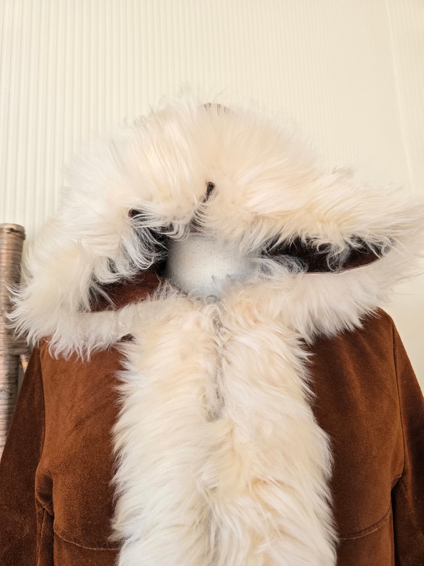 Vintage suede hooded coat S