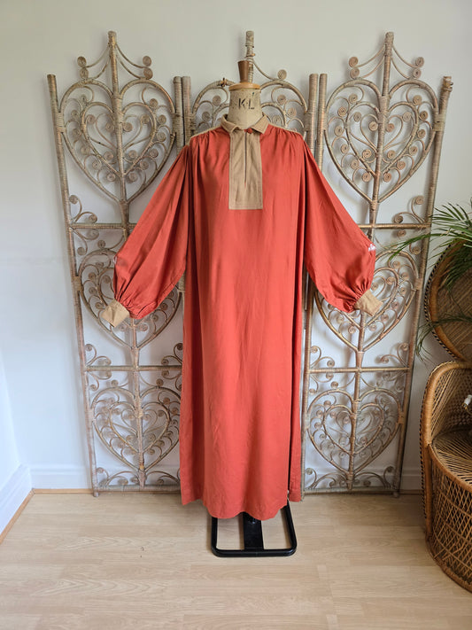 Vintage wool/cotton smock maxi dress