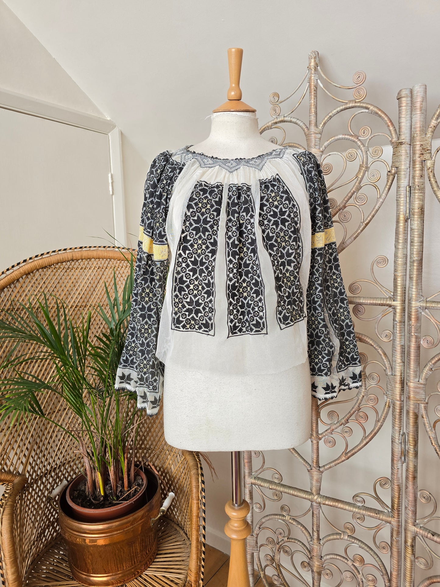 Vintage embroidered Romanian blouse